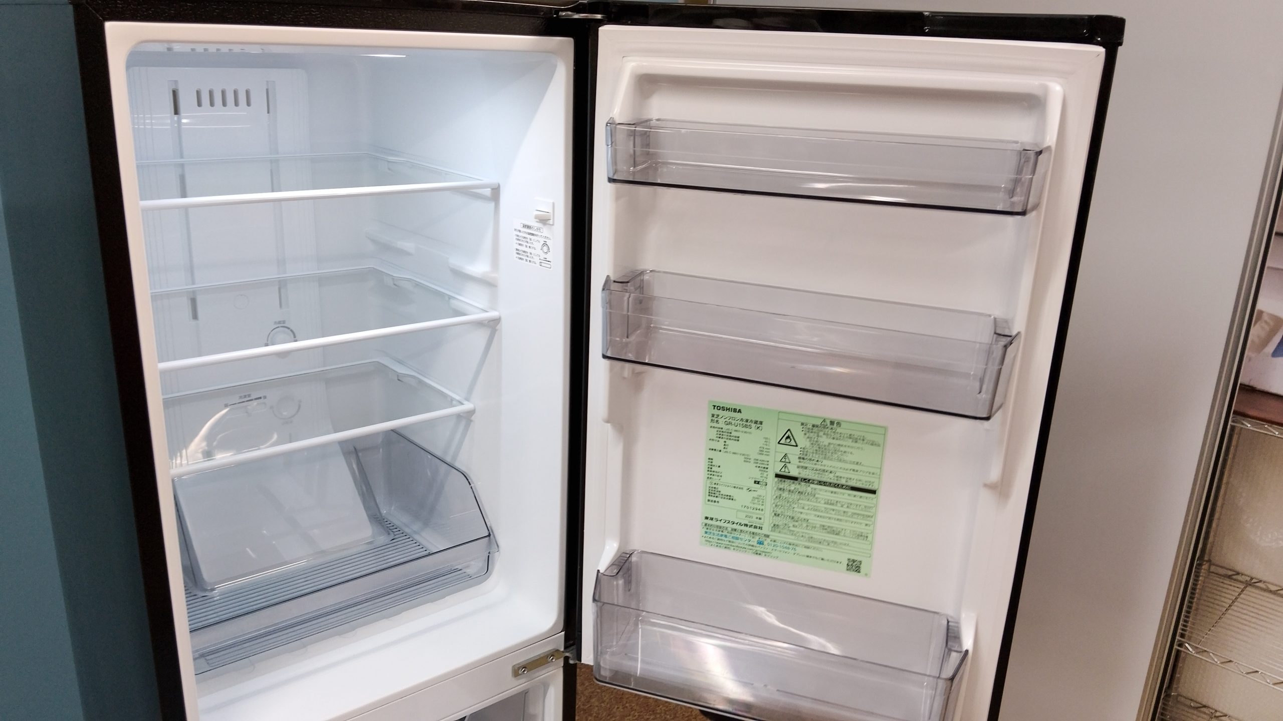 【中古】TOSHIBA 東芝 2ドアノンフロン冷凍冷蔵庫 153L 2023年製 GR-U15BS(K) - 画像 (7)